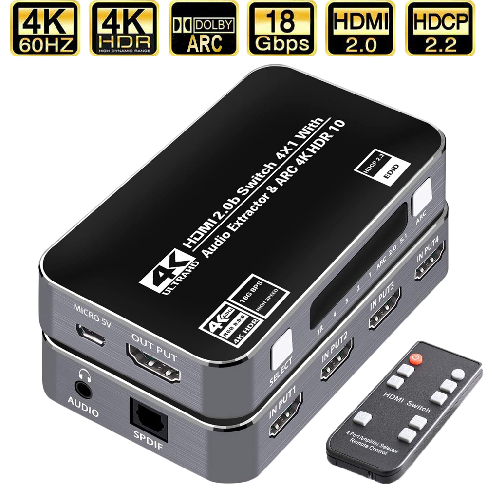 Earphone Splitter Jack - 60 Гц 4K HDMI-переключатель HDR HDMI